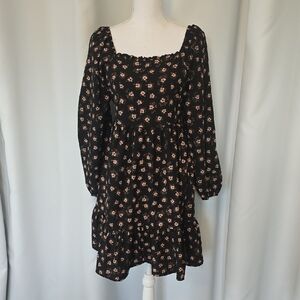 Celebrity Pink Black Dress with Floral Accents